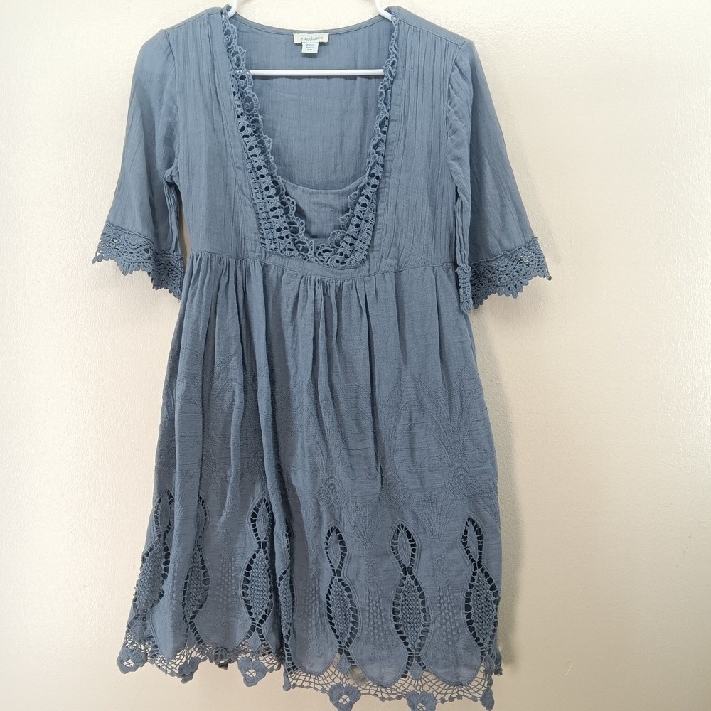Sundance Dress Womens XXS Petite Crochet‎ Blue Cottagecore